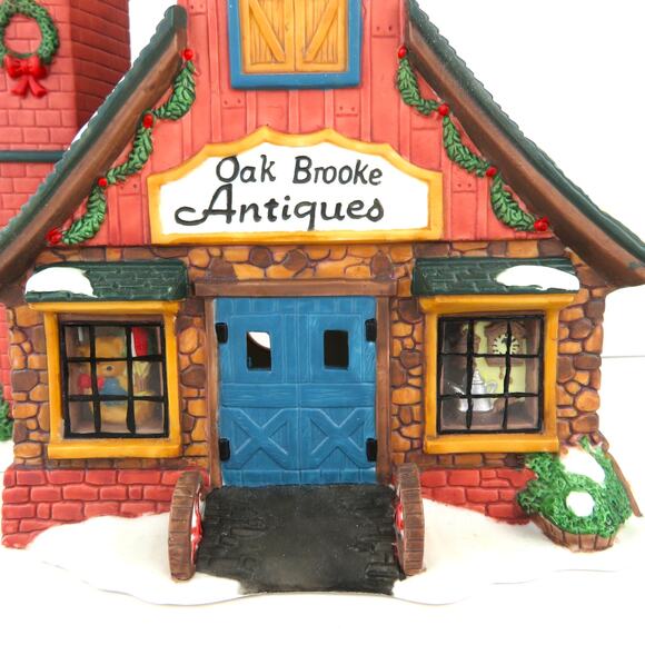 Holiday Time Oak Brooke Antiques Porcelain Lighted Building Village House 2000 - Picture 3 of 14